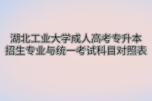 湖北工业大学成人高考专升本招生专业与统一考试科目对照表