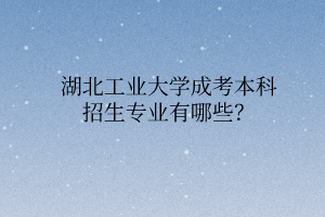 湖北工业大学成考本科招生专业有哪些？