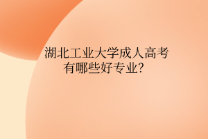 湖北工业大学成人高考有哪些好专业?